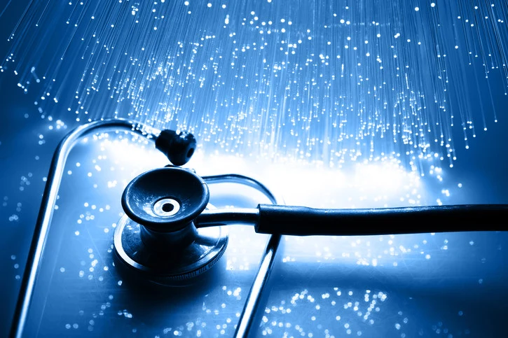 Stethoscope with illuminated optical fibers